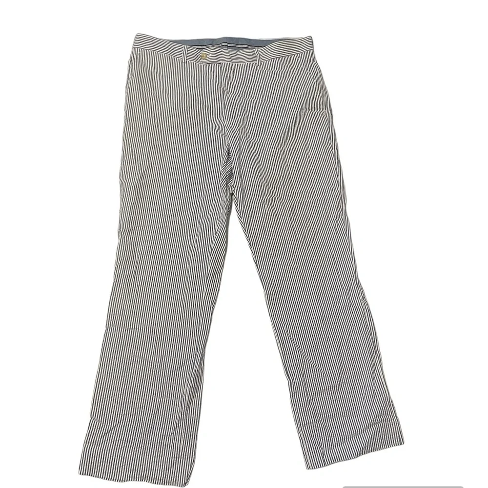 Nautica Pants Mens 36W X 30L Blue White Striped Seersucker Golf Beach Sail